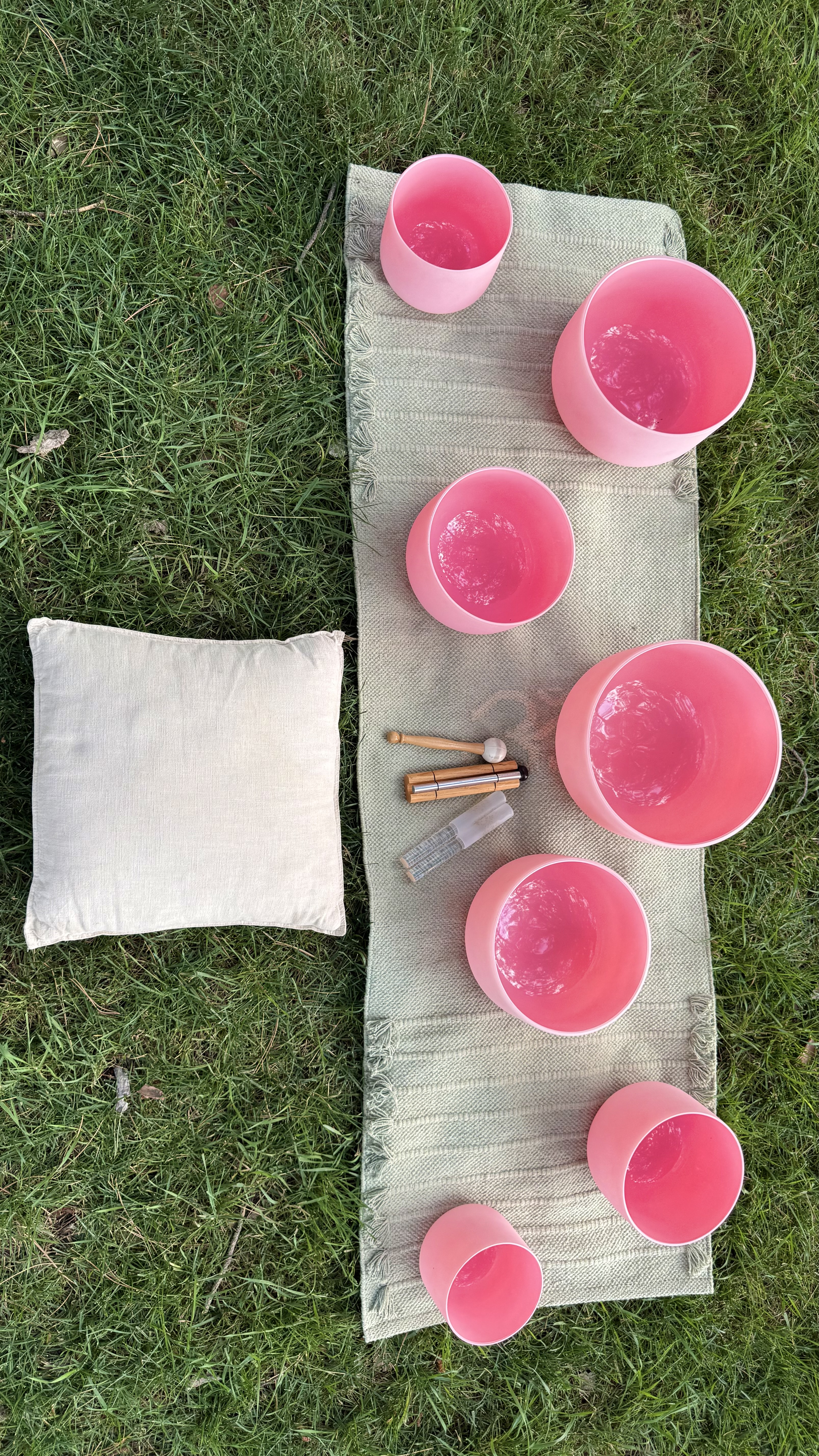 100% hand woven organic cotton yoga mats in Soft Sage OM