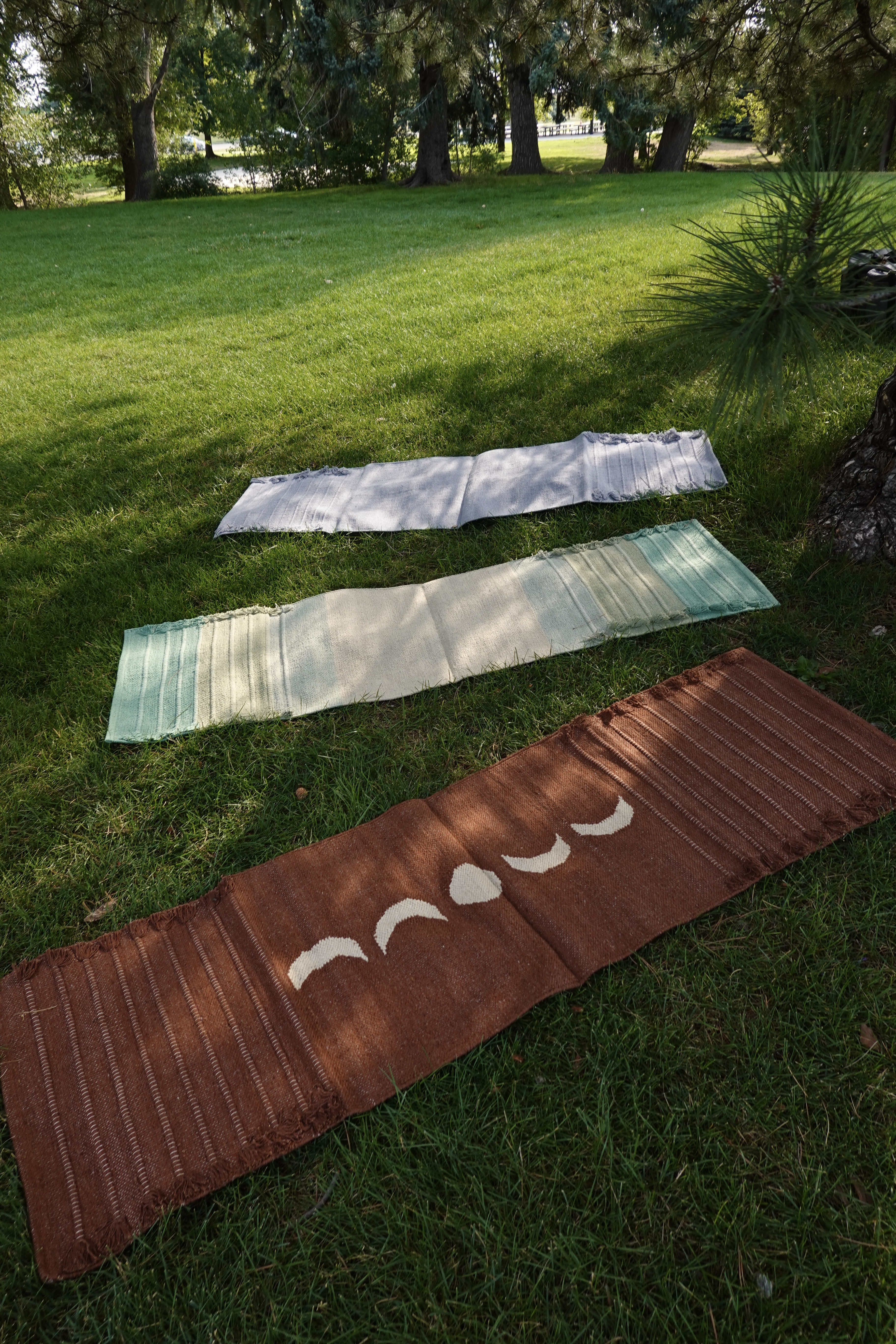 100% hand woven organic cotton yoga mats in Green Ombre