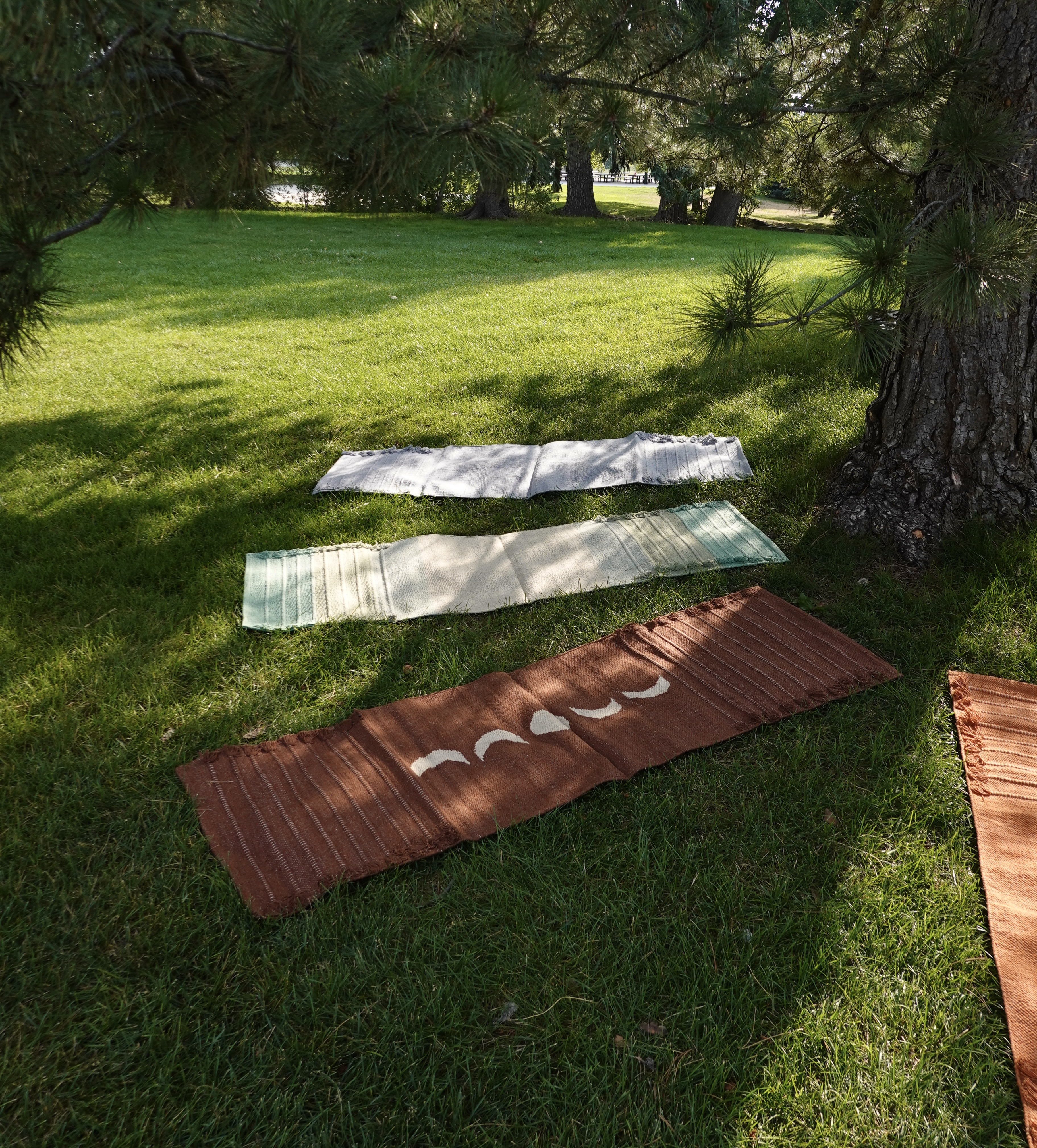 100% hand woven organic cotton yoga mats in Brown Moons